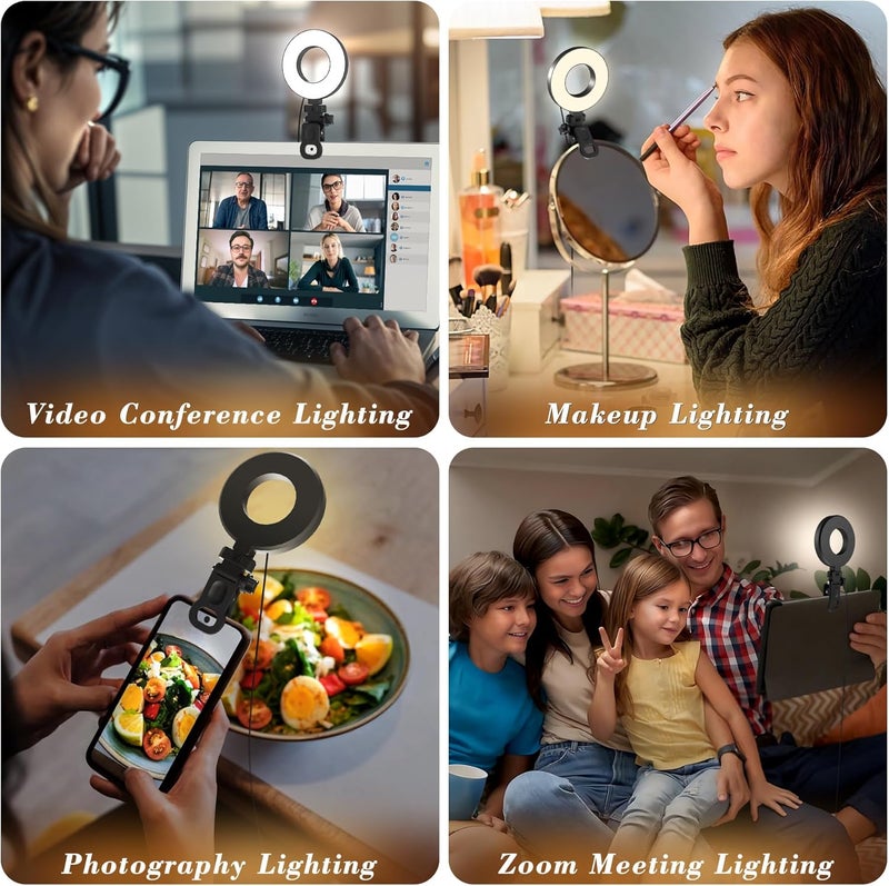 Mojimdo Ring Light [3 Color, 5 Brightness & Timer] 3.5'' Small Video Conference Lighting Clip On Monitor Laptop iPad Phone, USB Plug Dimmable Selfie Light for Working, Meeting, YouTube/TikTok Content Creator - Image 4